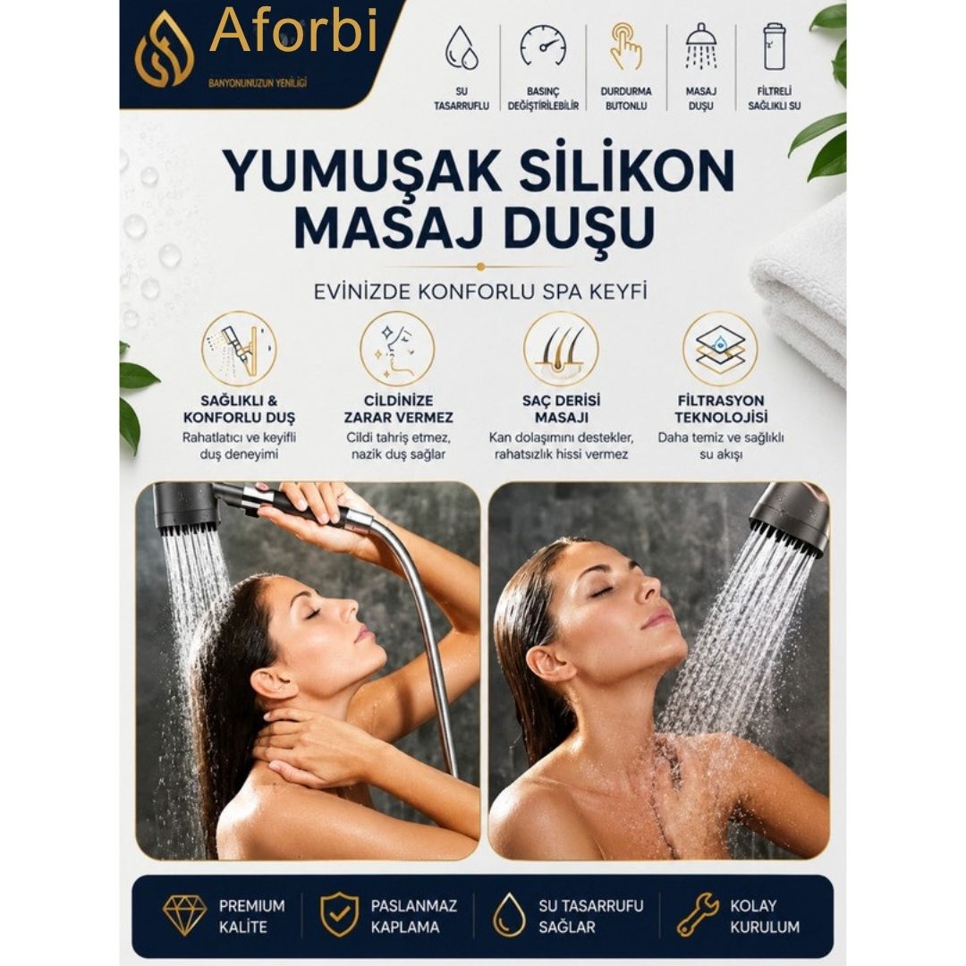 Yumuşak Silikonlu Filtreli Duş Başlığı