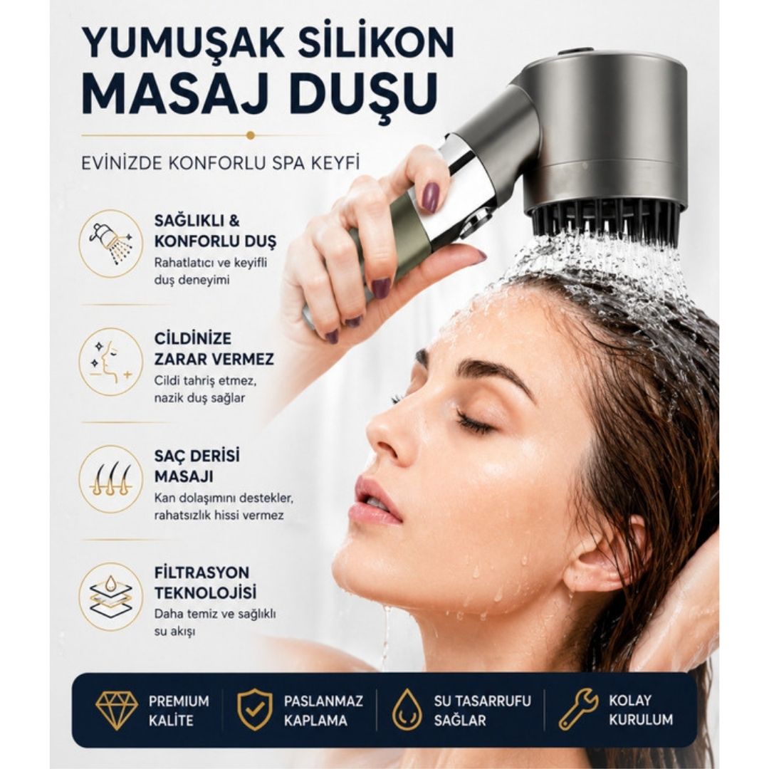 Yumuşak Silikonlu Filtreli Duş Başlığı