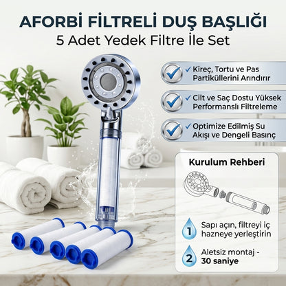 Filtreli Duş Başlığı – Kireç ve Klor Azaltıcı Arıtmalı Banyo Duş Başlığı