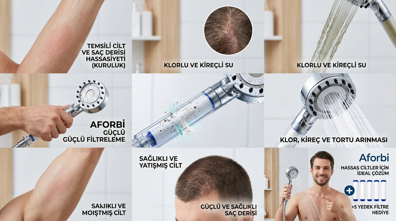 Filtreli Duş Başlığı – Kireç ve Klor Azaltıcı Arıtmalı Banyo Duş Başlığı